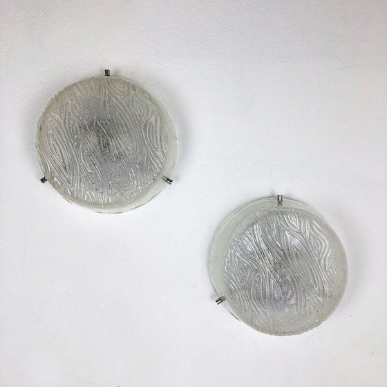 Image 1 of Pair of vintage wall lamps in frosted glass, Germany 1970