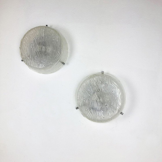 Image 1 of Pair of vintage wall lamps in frosted glass, Germany 1970