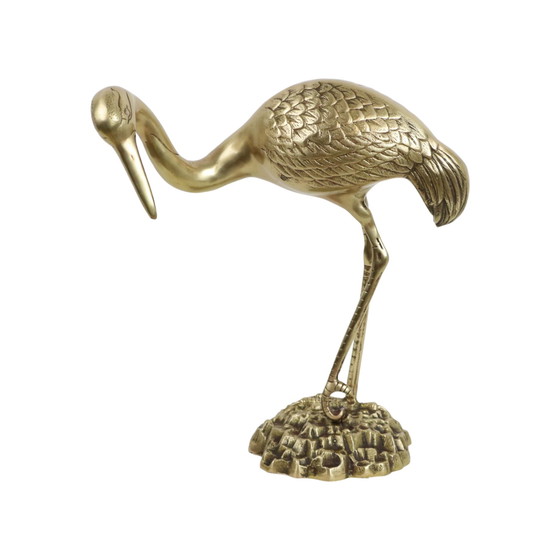 Image 1 of Large Brass Crane Statue