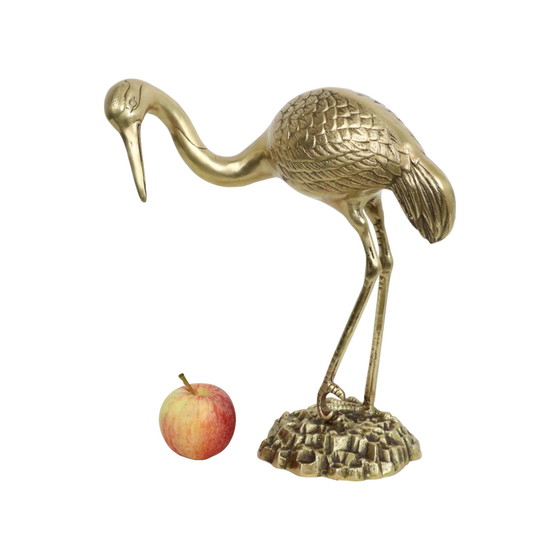 Image 1 of Large Brass Crane Statue