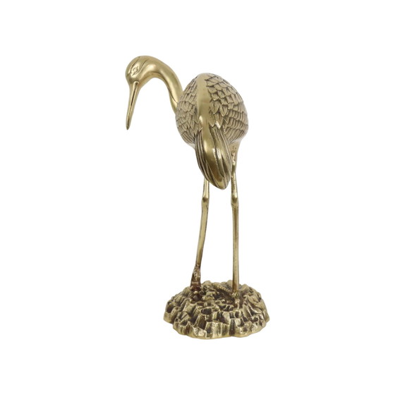 Image 1 of Large Brass Crane Statue