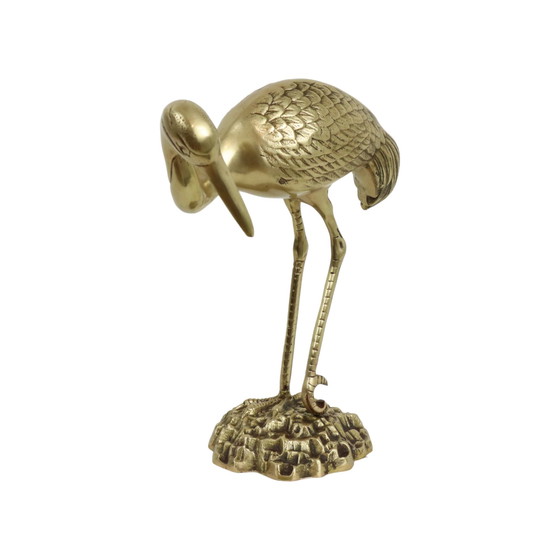 Image 1 of Large Brass Crane Statue