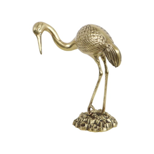 Large Brass Crane Statue