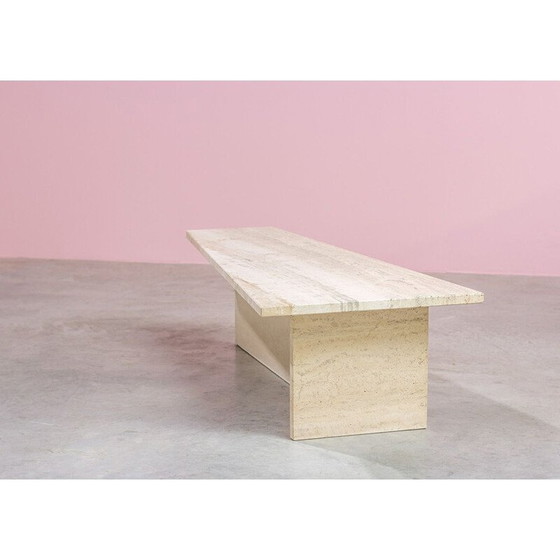 Image 1 of Vintage trapezoidal travertine architectural coffee table, 1970