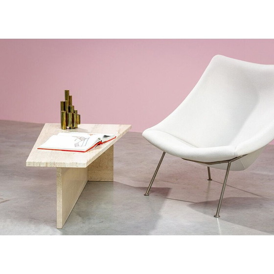 Image 1 of Vintage trapezoidal travertine architectural coffee table, 1970