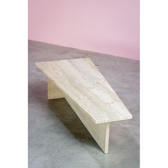 Image 1 of Vintage trapezoidal travertine architectural coffee table, 1970