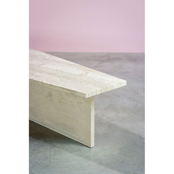 Image 1 of Vintage trapezoidal travertine architectural coffee table, 1970