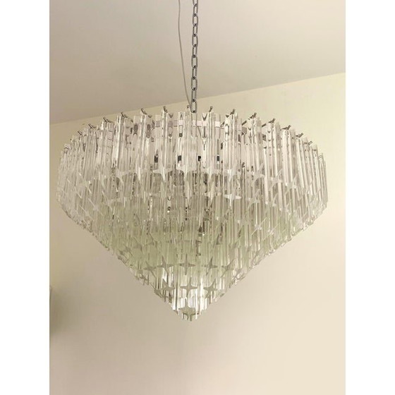 Image 1 of Coppia di lampadari in vetro di Murano "Quadriedro" vintage degli anni '70