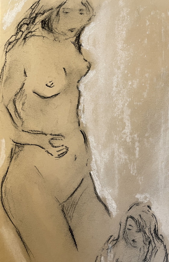 Image 1 of Bocetos de pintura al pastel y carbón, retratos de mujeres