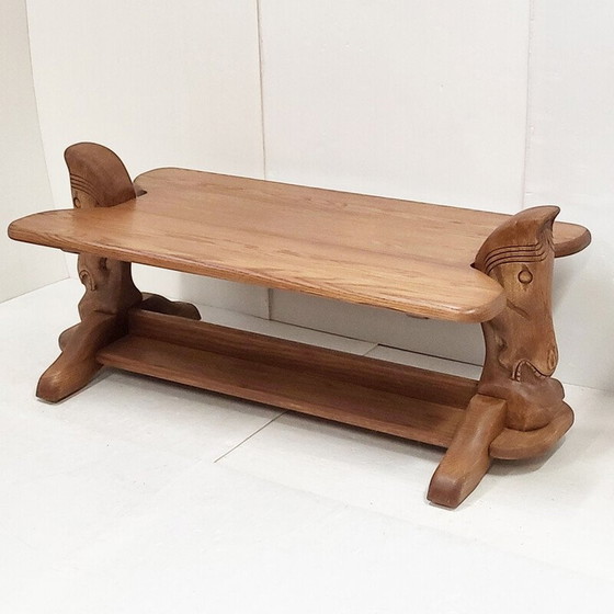 Image 1 of Vintage solid oak coffee table, 1970