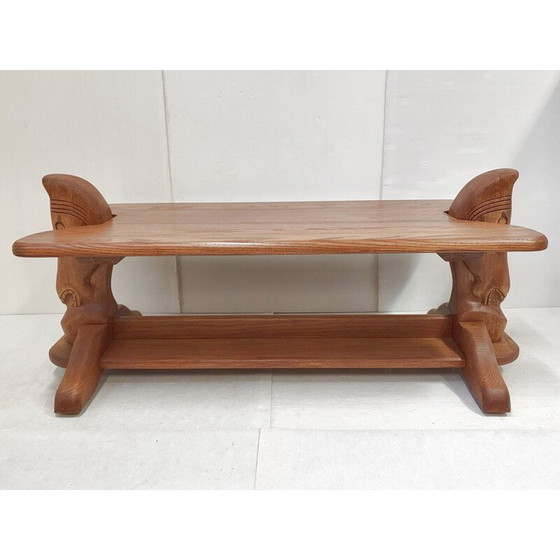Image 1 of Vintage solid oak coffee table, 1970