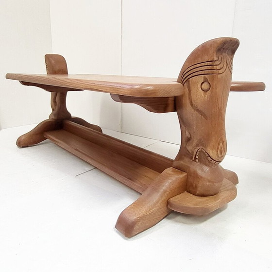 Image 1 of Vintage solid oak coffee table, 1970