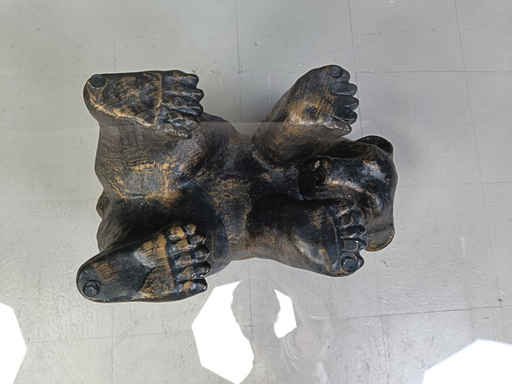 Image 1 of Unique Sculptural Black Bear Coffee Table, 1970S