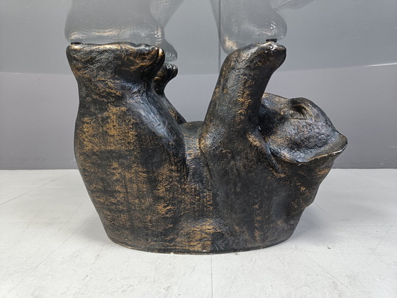 Image 1 of Unique Sculptural Black Bear Coffee Table, 1970S