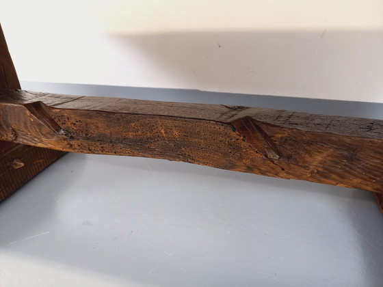 Image 1 of Vintage Brutalist Rustic Rectangular Coffee Table In Solid Oak And Ceramic From The 60s And 70s