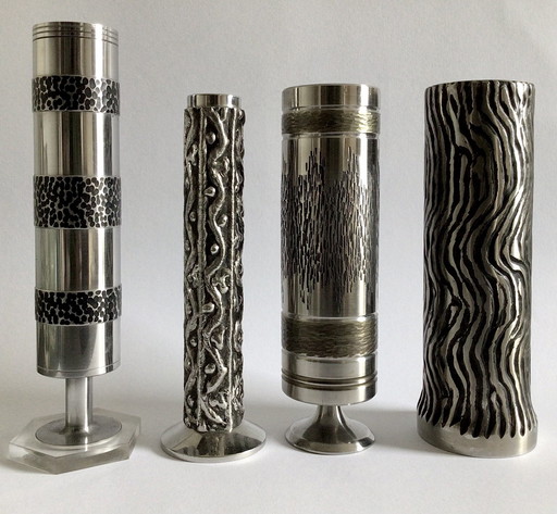 Vintage Brutalist Steel Vases