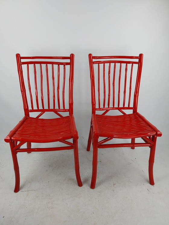 Image 1 of 2 x chaises Cadiz rouges faites à la main. Fabriquées au Chili.