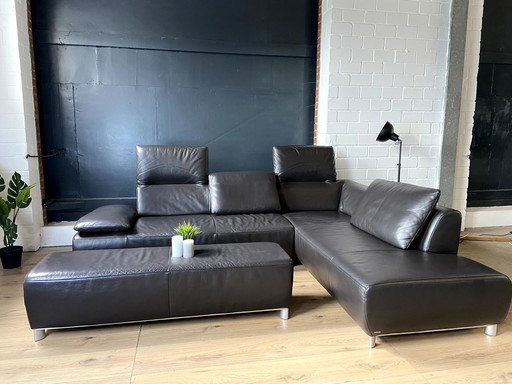 Koinor Volare leather sofa and stool