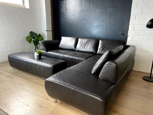 Koinor Volare leather sofa and stool