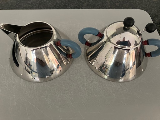 Alessi cream jug and sugar bowl Michael Graves