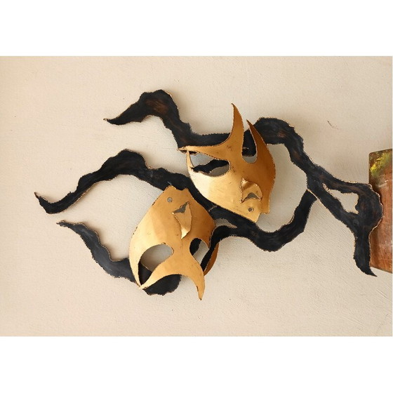 Image 1 of Lampada da parete vintage in metallo saldato raffigurante 2 pesci, 1960