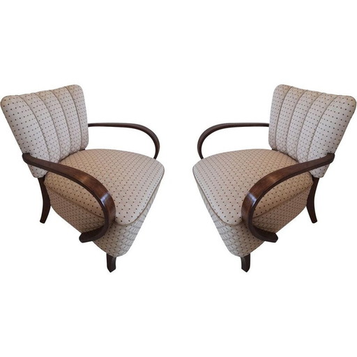 Set of 2 mid-century Art Deco H-237 armchairs by Jindrich Halabala, 1930s