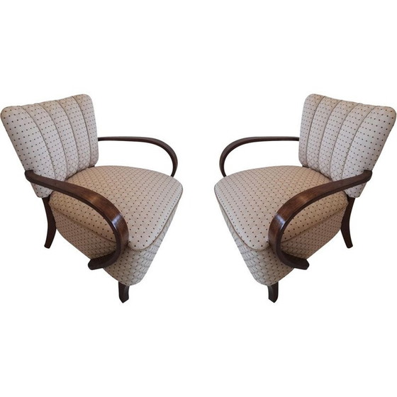 Image 1 of Set of 2 mid-century Art Deco H-237 armchairs by Jindrich Halabala, 1930s