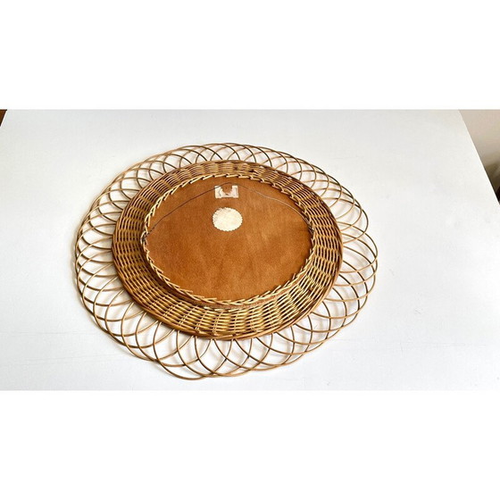 Image 1 of Vintage flower-shaped rattan mirror, 1960