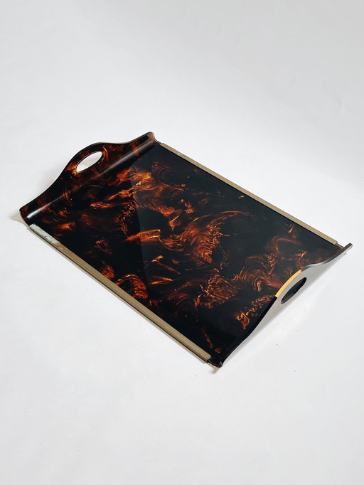 Vintage Tortoiseshell Serving Tray 1960S