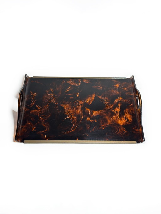 Vintage Tortoiseshell Serving Tray 1960S