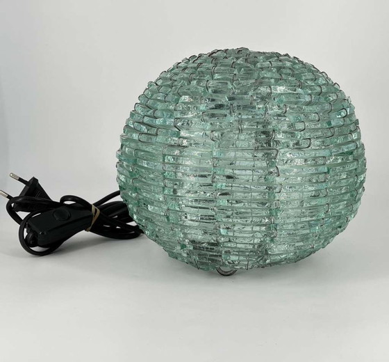 Image 1 of Italy Glass Mosaic Lamp "Tao" Space Age Glass Ice Block Brutalism