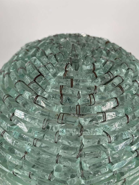 Image 1 of Italy Glass Mosaic Lamp "Tao" Space Age Glass Ice Block Brutalism