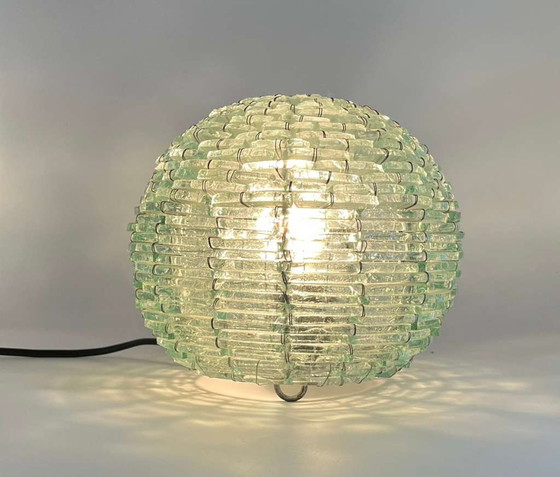 Image 1 of Italy Glass Mosaic Lamp "Tao" Space Age Glass Ice Block Brutalism