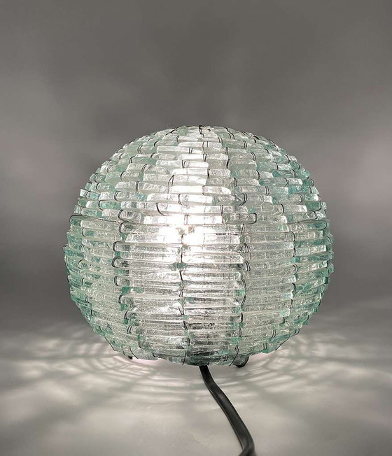 Image 1 of Italy Glass Mosaic Lamp "Tao" Space Age Glass Ice Block Brutalism