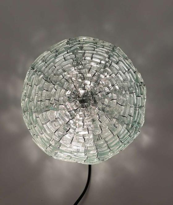 Image 1 of Italy Glass Mosaic Lamp "Tao" Space Age Glass Ice Block Brutalism