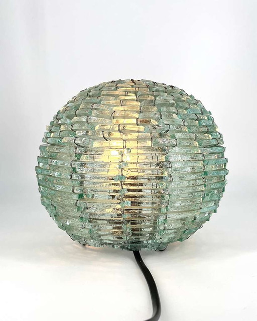 Italy Glass Mosaic Lamp "Tao" Space Age Glass Ice Block Brutalism