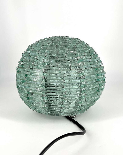 Italy Glass Mosaic Lamp "Tao" Space Age Glass Ice Block Brutalism