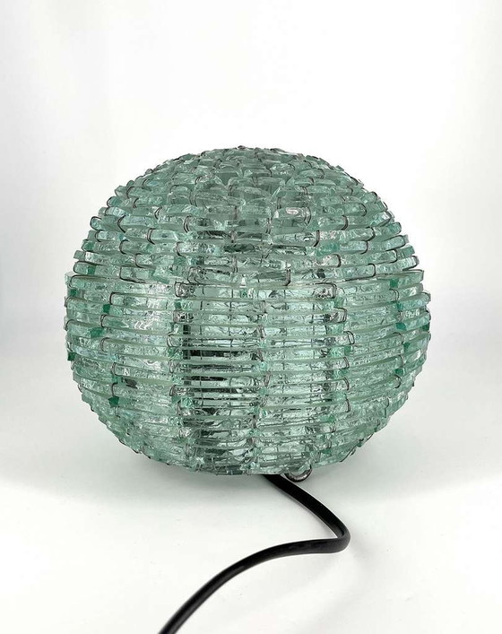 Image 1 of Italy Glass Mosaic Lamp "Tao" Space Age Glass Ice Block Brutalism