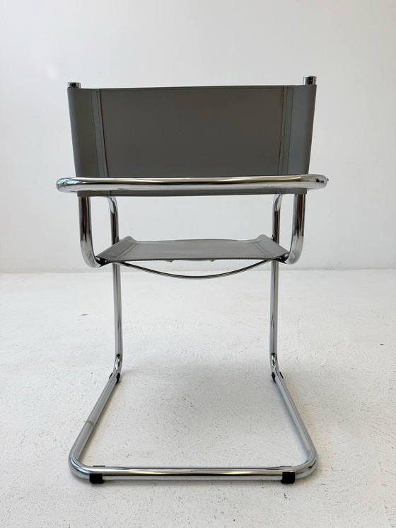 Image 1 of Grey cantilever chair in Breuer Bauhaus style with chrome frame