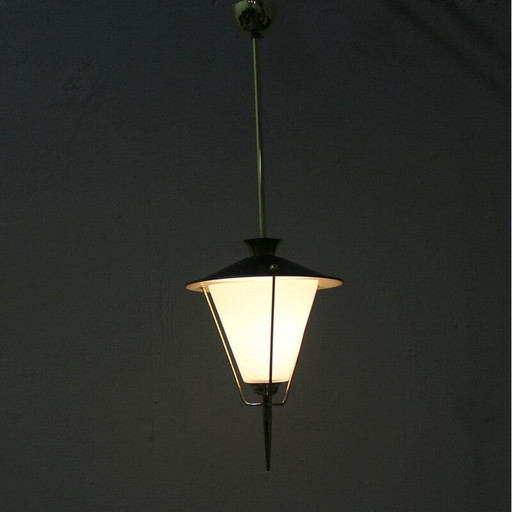 Vintage brass suspension lamp, France 1950