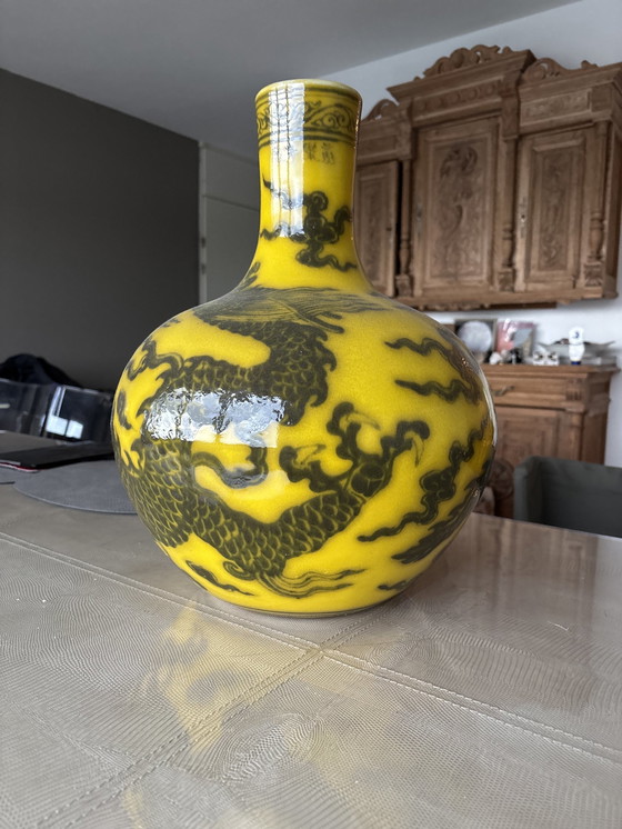 Image 1 of Pols Potten Dragon Vase Yellow