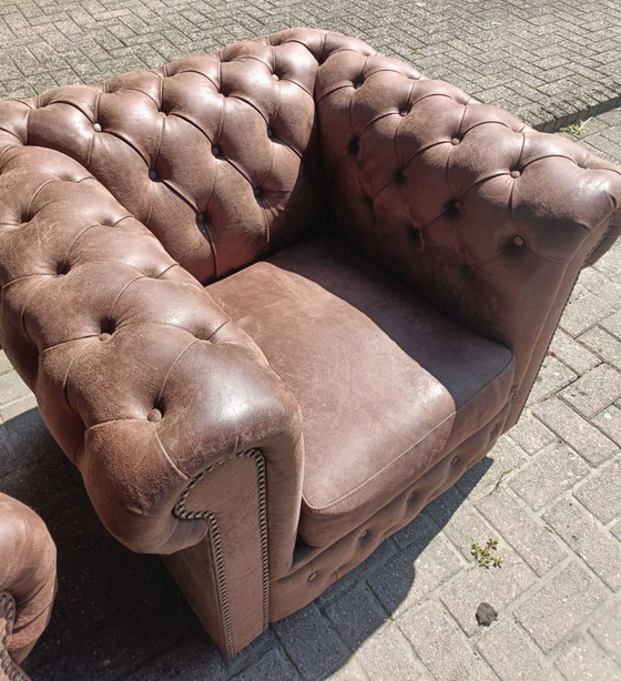 Image 1 of 2x Chesterfield Club Armchairs