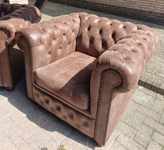 Image 1 of 2x Chesterfield Club Armchairs