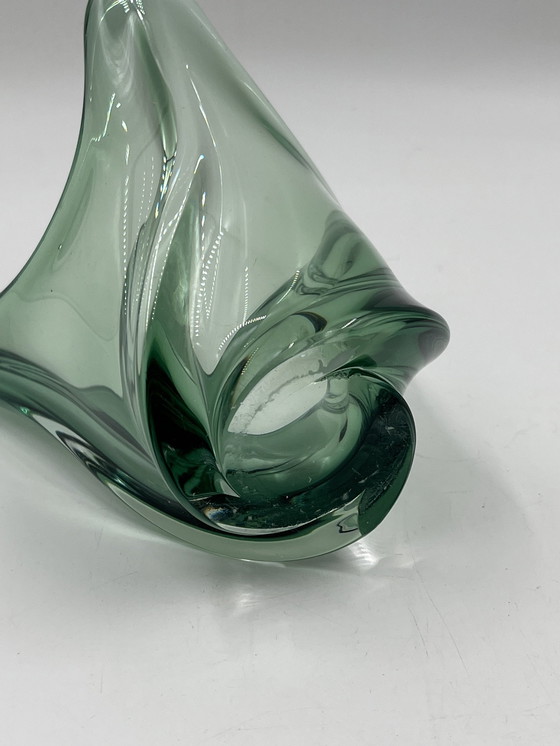 Image 1 of Val Saint Lambert green vase