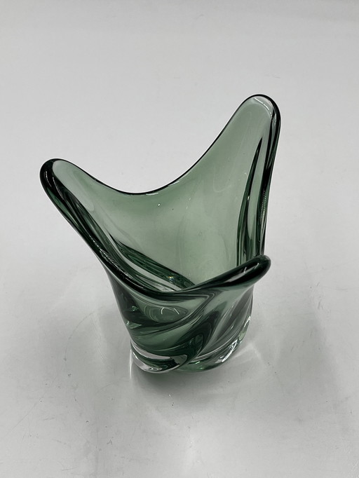 Val Saint Lambert green vase