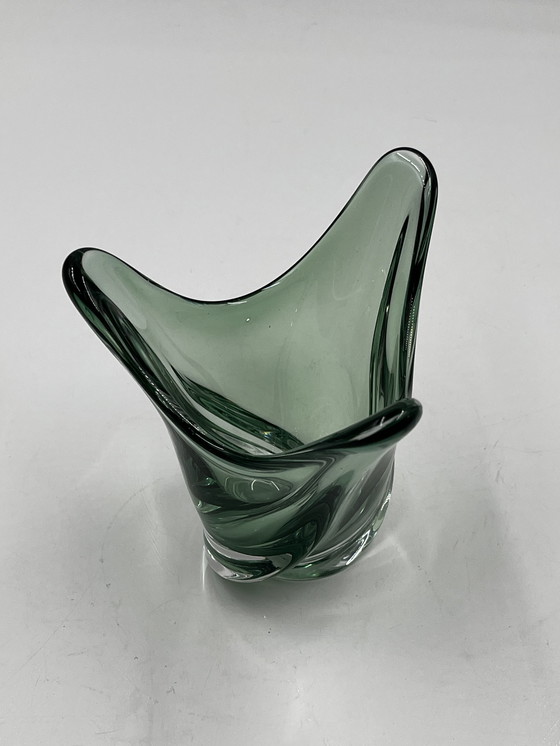 Image 1 of Val Saint Lambert green vase