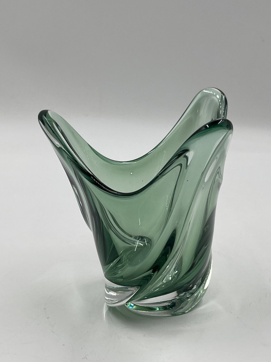 Image 1 of Val Saint Lambert green vase