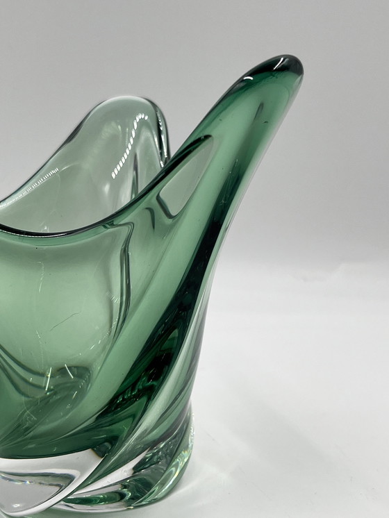 Image 1 of Val Saint Lambert green vase