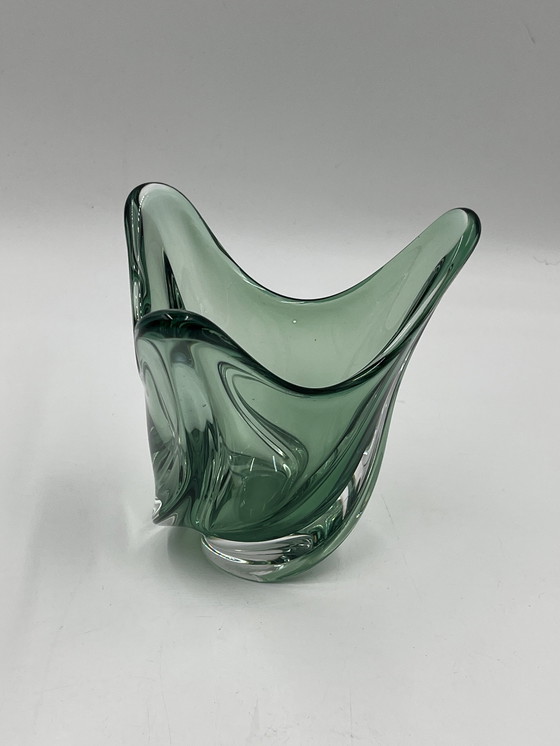 Image 1 of Val Saint Lambert green vase