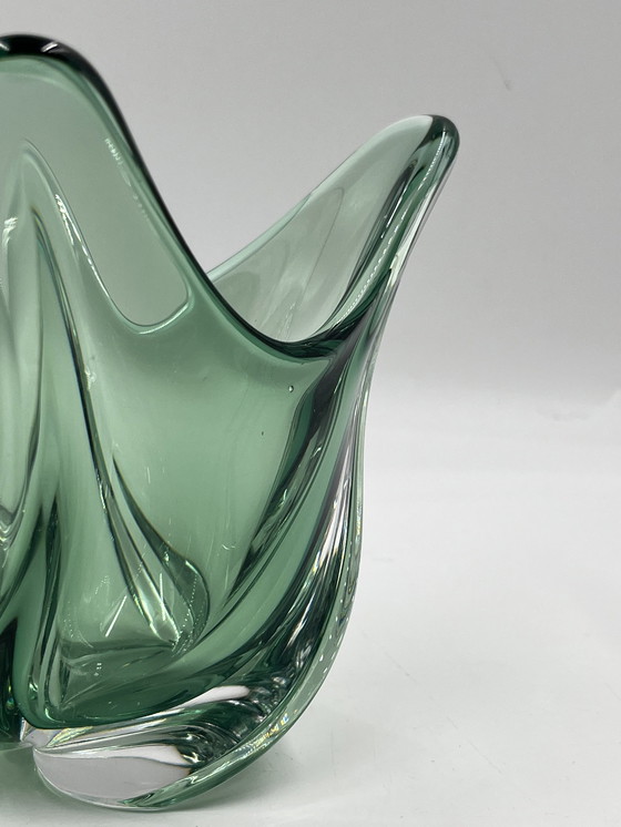 Image 1 of Val Saint Lambert green vase